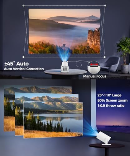 Magcubic HY300PRO Mini Projector with WiFi and Bluetooth  4K Support 200ANSl Smart Portable Projector  AutoKeystone  180  Rotation  Home Video Proyector for Home  Bedroom  Outdoor Android 14