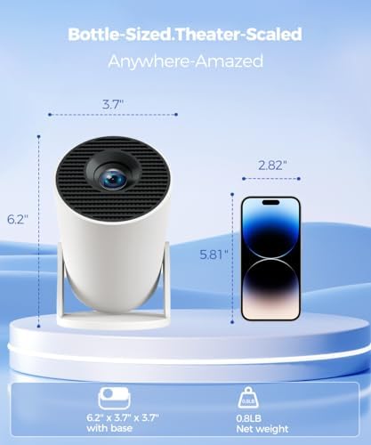 Magcubic HY300PRO Mini Projector with WiFi and Bluetooth  4K Support 200ANSl Smart Portable Projector  AutoKeystone  180  Rotation  Home Video Proyector for Home  Bedroom  Outdoor Android 14