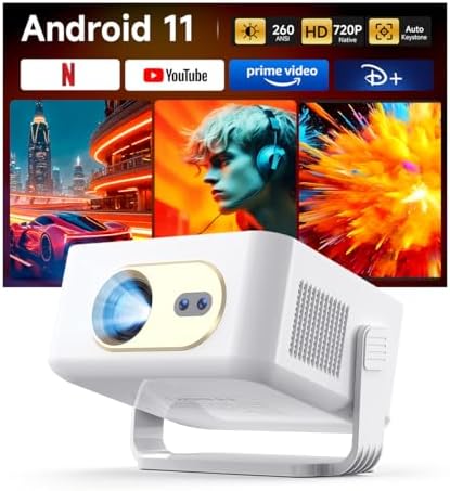 Magcubic HY300PRO Mini Projector with WiFi and Bluetooth  4K Support 200ANSl Smart Portable Projector  AutoKeystone  180  Rotation  Home Video Proyector for Home  Bedroom  Outdoor Android 14
