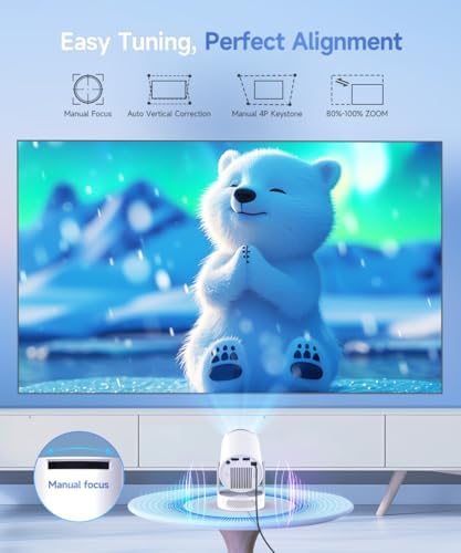 Magcubic Mini Projector with WiFi 6 and Bluetooth 5 4  Portable Projector 4K Support  5W Soundbase Speaker  Auto Vertical Keystone 180 Rotatable Smart Proyector for Movie Home Outdoor