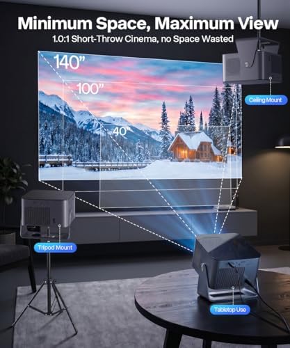 Magcubic Mini Projector with WiFi and Bluetooth  600ANSI Native 1080P Projector  Compatible with Netflix  Auto Focus & Vertical Keystone  15W Speaker HY350NTV Smart Proyector for Movie Home Outdoor