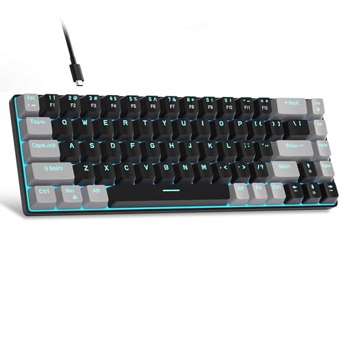 MageGee Portable 60  Mechanical Gaming Keyboard  MK Box LED Backlit Compact 68 Keys Mini Wired Office Keyboard with Red Switch for Windows Laptop PC Mac   Black/Grey