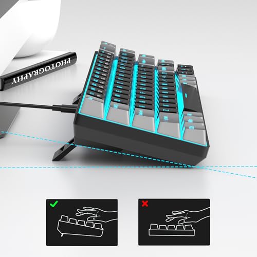 MageGee Portable 60  Mechanical Gaming Keyboard  MK Box LED Backlit Compact 68 Keys Mini Wired Office Keyboard with Red Switch for Windows Laptop PC Mac   Black/Grey