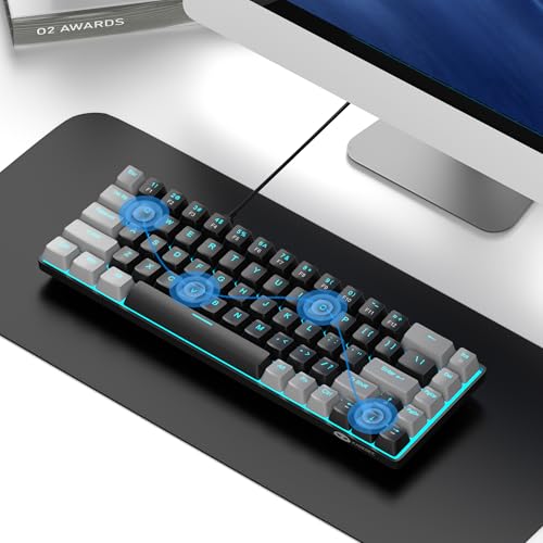 MageGee Portable 60  Mechanical Gaming Keyboard  MK Box LED Backlit Compact 68 Keys Mini Wired Office Keyboard with Red Switch for Windows Laptop PC Mac   Black/Grey