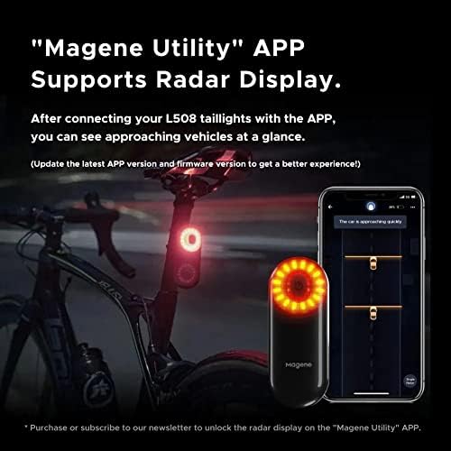 Magene L508 Bike Radar Tail Light  Smart Rear View Radar Taillight Compatible with Some Bike Computers and Watches  Support Magene Utility APP Display