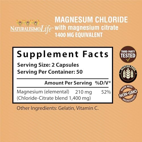 Magnesium Chloride  Cloruro de Magnesio  1 400 mg per serving high absorption with Magnesium Citrate