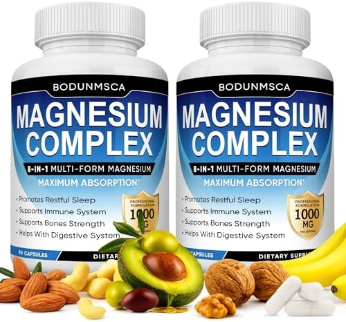 Magnesium Complex 1000mg  8 in 1 Magnesium Supplement Capsules with Glycinate  Citrate  Malate & Taurate  Supports Muscle  Bone  Energy & Daily Wellness  for Women & Men  180 Capsules
