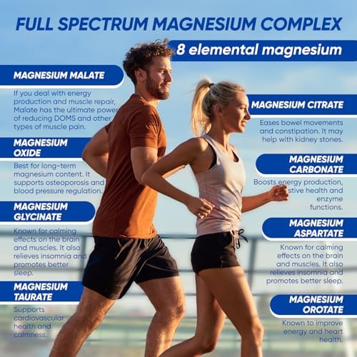 Magnesium Complex 1000mg  8 in 1 Magnesium Supplement Capsules with Glycinate  Citrate  Malate & Taurate  Supports Muscle  Bone  Energy & Daily Wellness  for Women & Men  180 Capsules