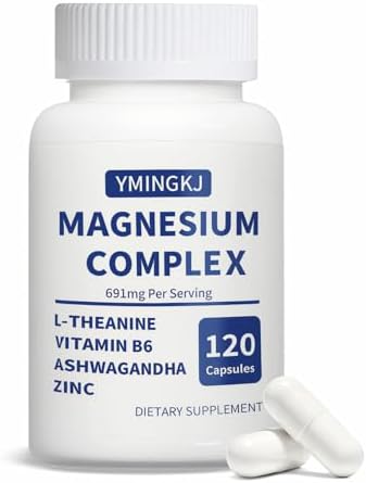Magnesium Complex Supplement 60 Capsules with Glycinate L Theanine Ashwagandha & Zinc  Vegan   30 Servings