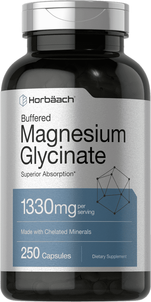 Magnesium Glycinate 1330mg   250 Capsules   Buffered and Chelated   by Horbaach