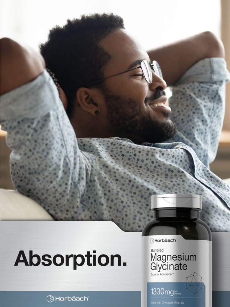 Magnesium Glycinate 1330mg   250 Capsules   Buffered and Chelated   by Horbaach