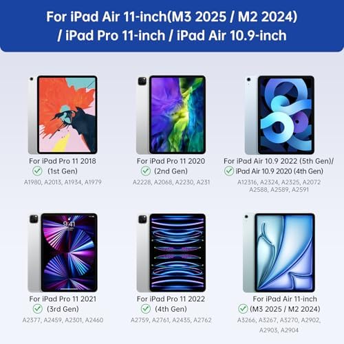 Magnetic Keyboard Case with Stylus Pen for iPad Air 11 inch  iPad Pro 11  Multi Touch Trackpad  Compatible with M3 2025  M2 2024  10 9 inch Air 4th/5th Gen  White