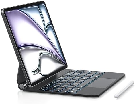 Magnetic Keyboard Case with Stylus Pen for iPad Air 11 inch  iPad Pro 11  Multi Touch Trackpad  Compatible with M3 2025  M2 2024  10 9 inch Air 4th/5th Gen  White