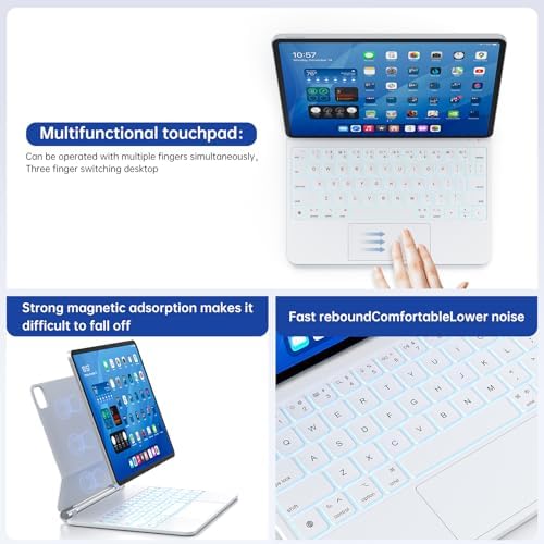 Magnetic Keyboard Case with Stylus Pen for iPad Air 11 inch  iPad Pro 11  Multi Touch Trackpad  Compatible with M3 2025  M2 2024  10 9 inch Air 4th/5th Gen  White