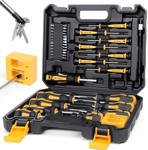 Magnetic Screwdrivers Set with Case  Amartisan 43 piece Includs Slotted  Phillips  Hex  Pozidriv Torx and Precision Screwdriver Set  Magnetizer Demagnetizer Tools  Tools for Men