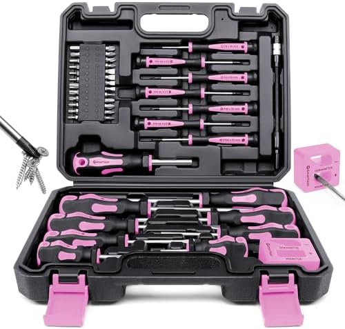 Magnetic Screwdrivers Set with Case  Amartisan 43 piece Includs Slotted  Phillips  Hex  Pozidriv Torx and Precision Screwdriver Set  Magnetizer Demagnetizer Tools  Tools for Men