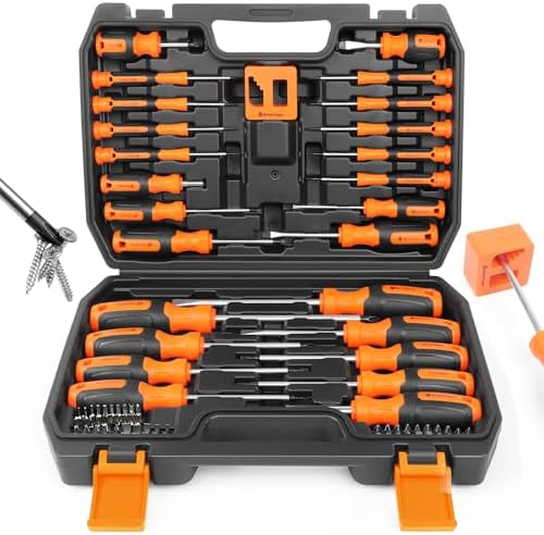 Magnetic Screwdrivers Set with Case  Amartisan 43 piece Includs Slotted  Phillips  Hex  Pozidriv Torx and Precision Screwdriver Set  Magnetizer Demagnetizer Tools  Tools for Men