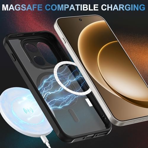 Magnetic for OnePlus 15 Case with 2   Tempered Glass Screen Protector Matte Translucent Shockproof Protective Bumper Phone Cover  Black 