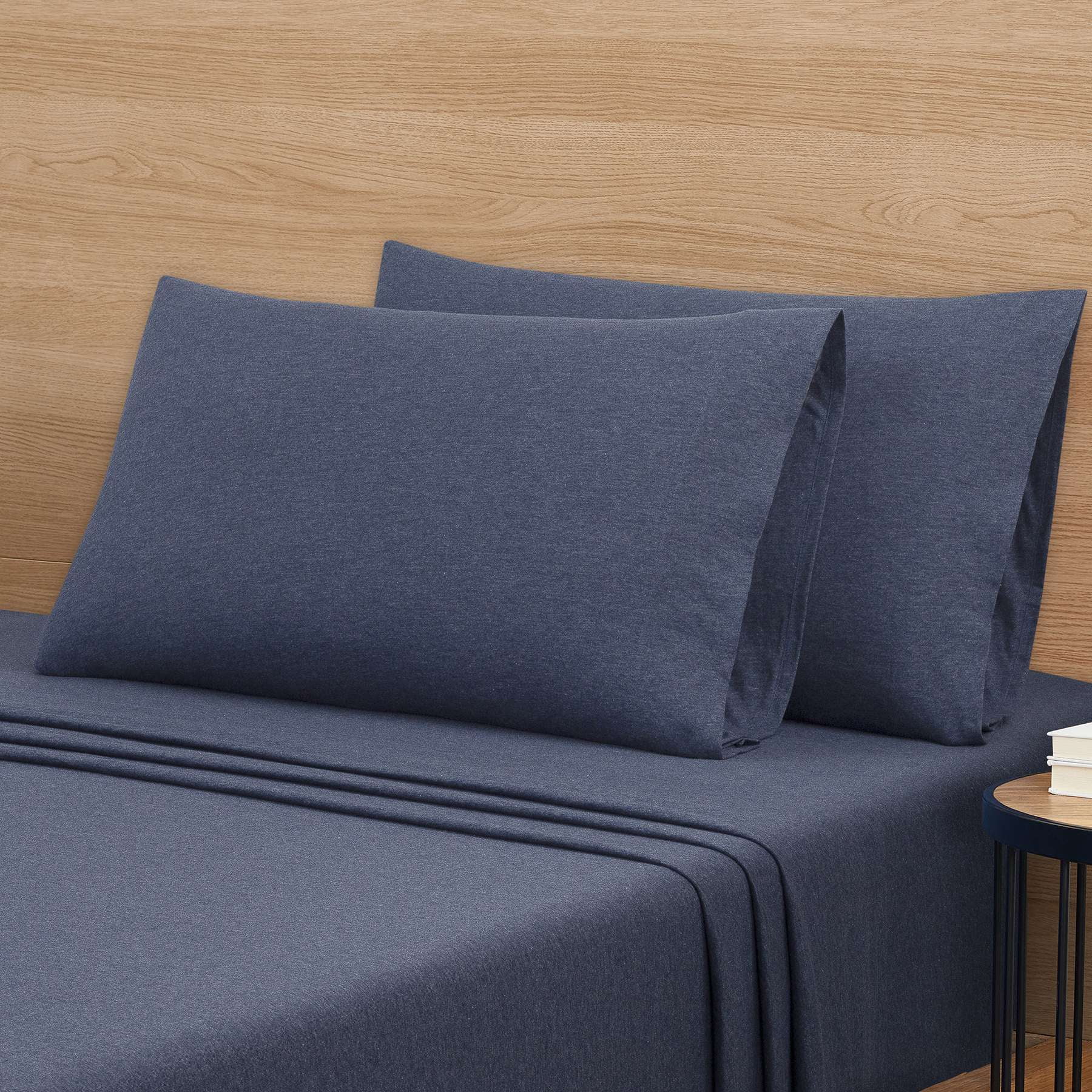 Mainstays Cotton Rich Extra Soft Jersey Bed Sheet Set  Full  Blue Cove  4 Pieces