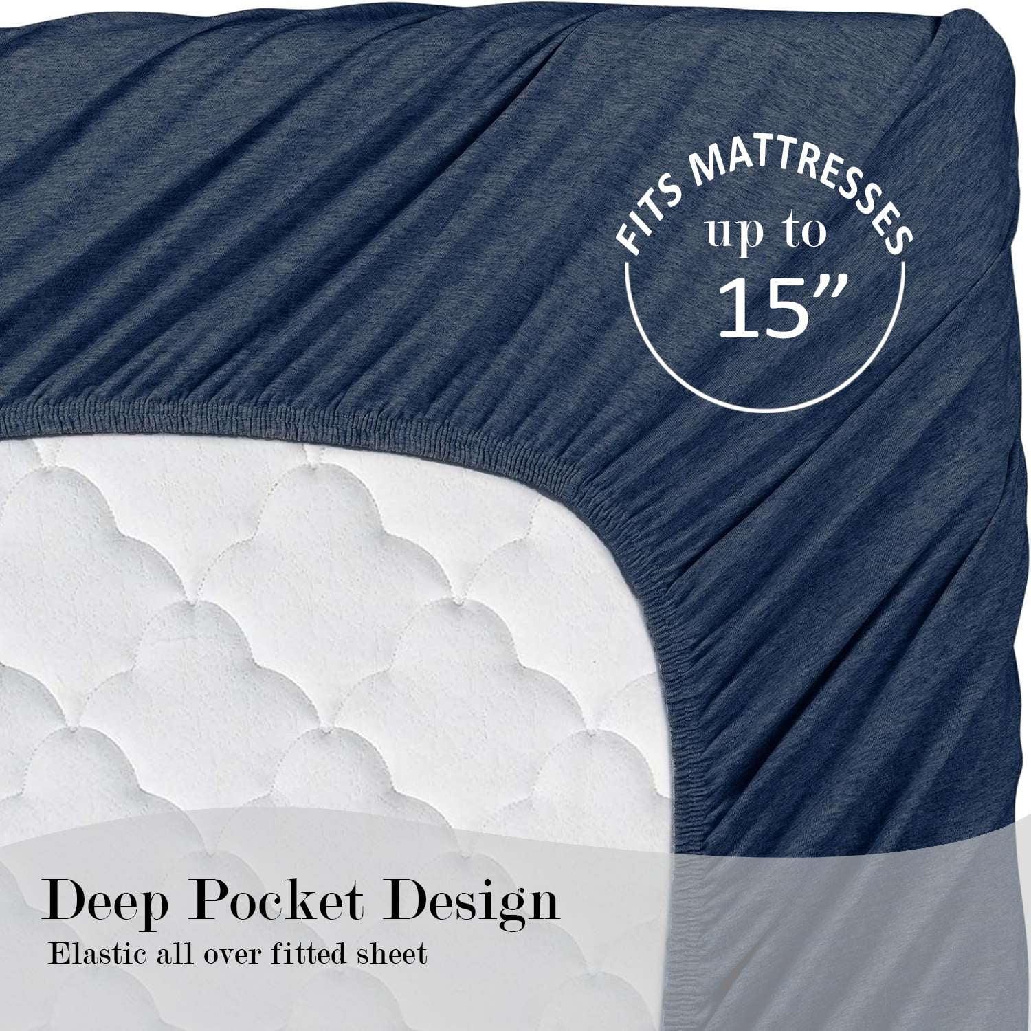 Mainstays Cotton Rich Extra Soft Jersey Bed Sheet Set  Full  Blue Cove  4 Pieces