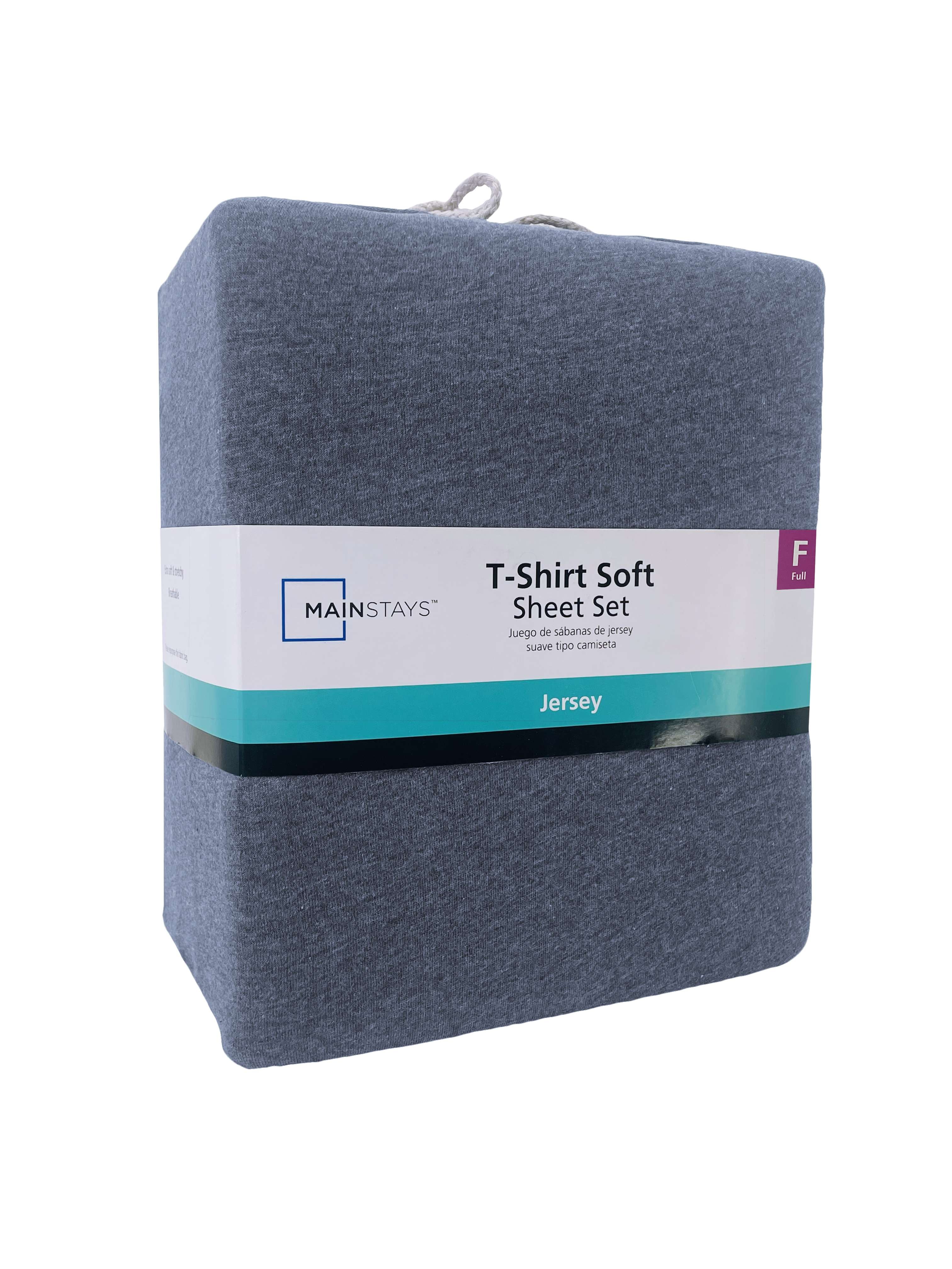 Mainstays Cotton Rich Extra Soft Jersey Bed Sheet Set  Full  Blue Cove  4 Pieces