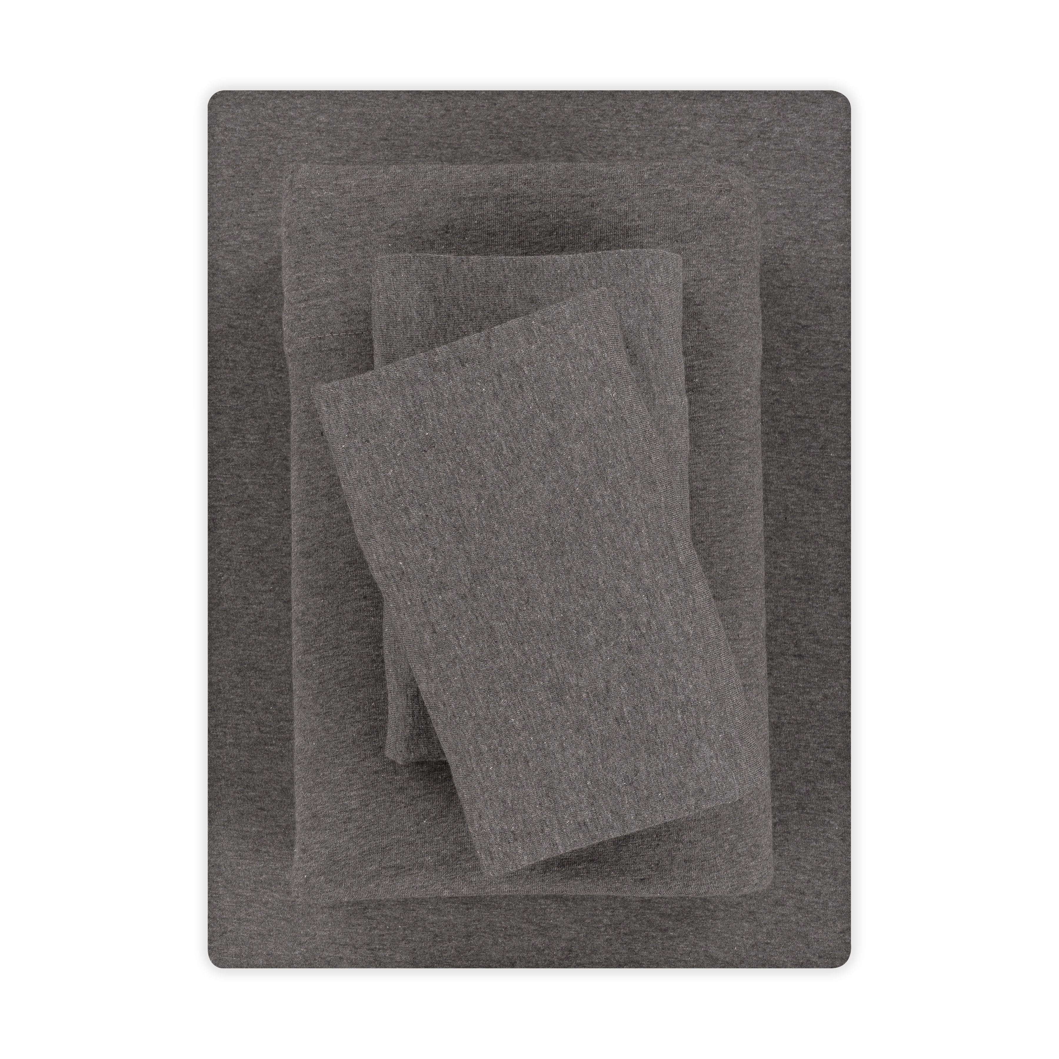 Mainstays Cotton Rich Extra Soft Jersey Bed Sheet Set  Full  Charcoal  4 Pieces