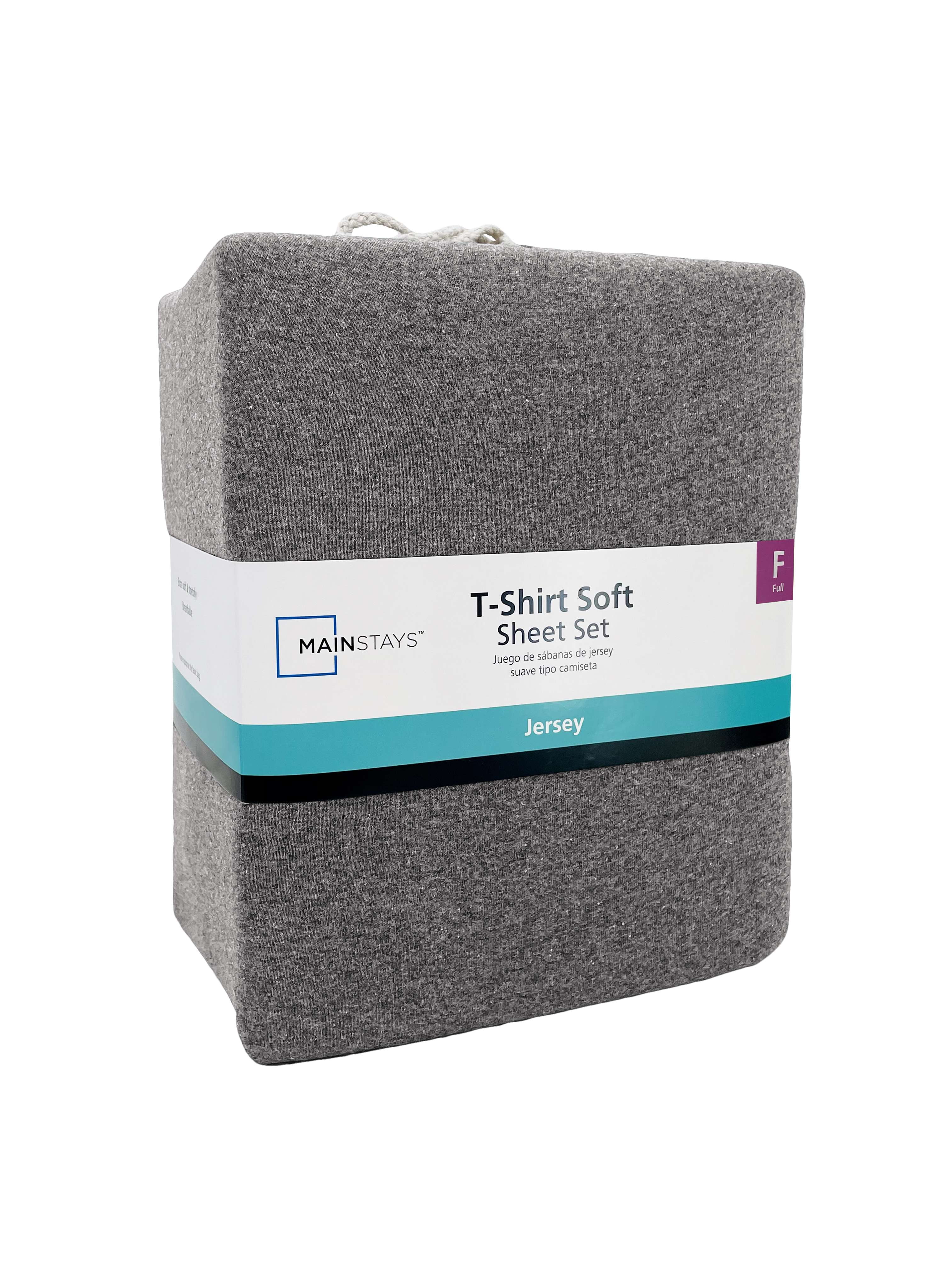 Mainstays Cotton Rich Extra Soft Jersey Bed Sheet Set  Full  Charcoal  4 Pieces