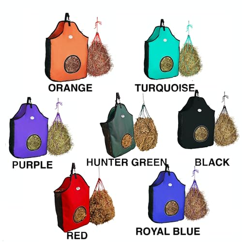 Majestic Ally 1200 D - Bolsa de alimentación de heno para caballos, ovejas con ribete reflectante, reduce los residuos, viene con red de heno de 36 pulgadas. (verde cazador)
