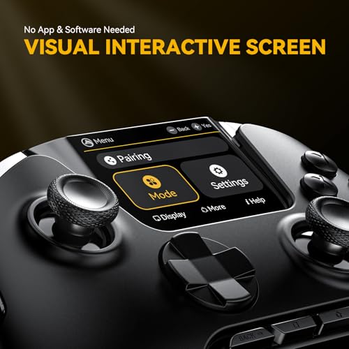 ManbaOne Interactive Screen Wireless Gaming Controller for PC/Switch/Switch 2/iOS/Android Hall Effect Stick & Trigger RGB Lighting Remappable Buttons 1800mAh with Charging Dock  Black
