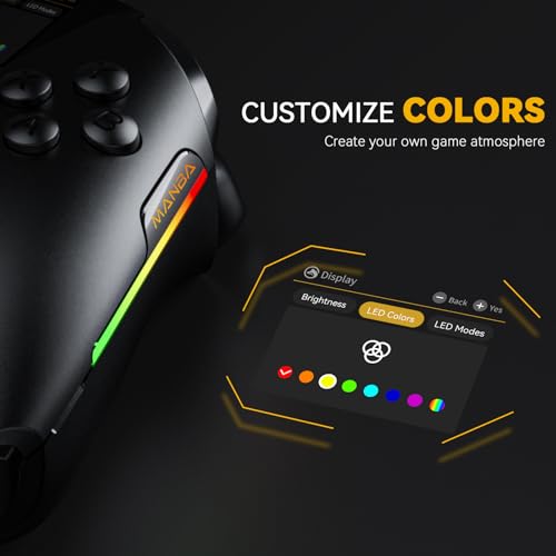 ManbaOne Interactive Screen Wireless Gaming Controller for PC/Switch/Switch 2/iOS/Android Hall Effect Stick & Trigger RGB Lighting Remappable Buttons 1800mAh with Charging Dock  Black