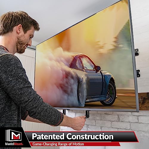MantelMount  MM340 Above Fireplace Pull Down TV Mount  Televisions 44 to 80 Up to 90 lbs   Safe Auto Adjusting TV Mounts   Patented Motion Stops  Handles  Balancing Technology   Superior Steel