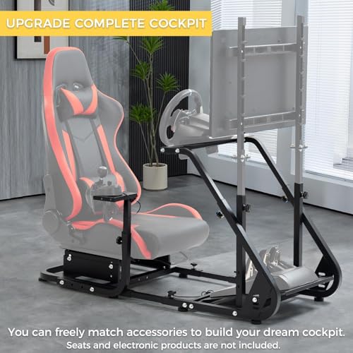 Marada Reinforced Stabilizing Racing Steering Wheel Cockpit Fit for Fanatec  for PXN  for Thrustmaster  for Logitech Device Adjustable Driving Simulator Stand  Wheel Pedal Handbrake Not Included
