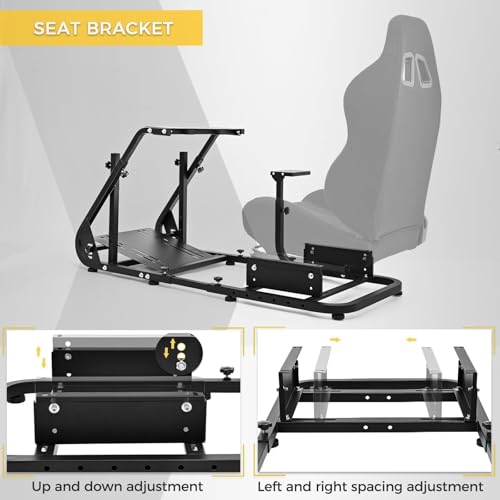 Marada Reinforced Stabilizing Racing Steering Wheel Cockpit Fit for Fanatec  for PXN  for Thrustmaster  for Logitech Device Adjustable Driving Simulator Stand  Wheel Pedal Handbrake Not Included