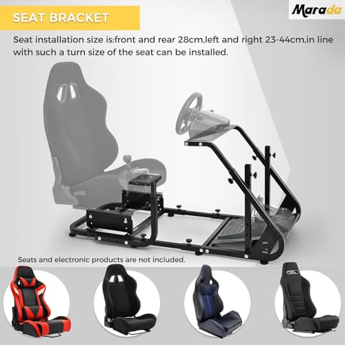 Marada Reinforced Stabilizing Racing Steering Wheel Cockpit Fit for Fanatec  for PXN  for Thrustmaster  for Logitech Device Adjustable Driving Simulator Stand  Wheel Pedal Handbrake Not Included