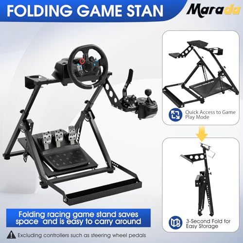 Marada X Frame Steering Wheel Stand Racing Sim Cockpit with Seat Slot Fit for Logitech G25 G27 G29 G920  for Thrustmaster T300 T248  for Fanatec  No Pedal & Shifter