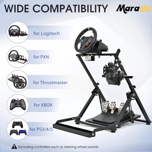 Marada X Frame Steering Wheel Stand Racing Sim Cockpit with Seat Slot Fit for Logitech G25 G27 G29 G920  for Thrustmaster T300 T248  for Fanatec  No Pedal & Shifter