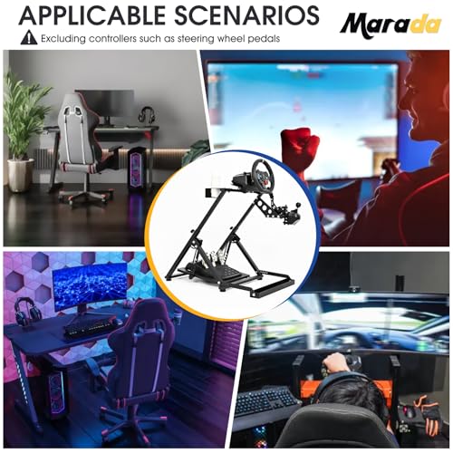 Marada X Frame Steering Wheel Stand Racing Sim Cockpit with Seat Slot Fit for Logitech G25 G27 G29 G920  for Thrustmaster T300 T248  for Fanatec  No Pedal & Shifter
