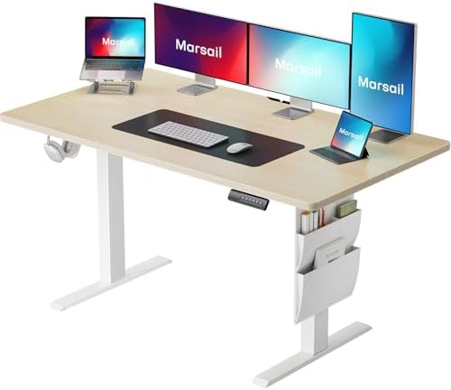 Marsail 48x24 Electric Standing Desk   Adjustable Height Computer Desk with Memory Presets  Storage Bag & Cable Management for Home Office & Gaming Workstations