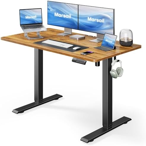 Marsail 48x24 Electric Standing Desk   Adjustable Height Computer Desk with Memory Presets  Storage Bag & Cable Management for Home Office & Gaming Workstations
