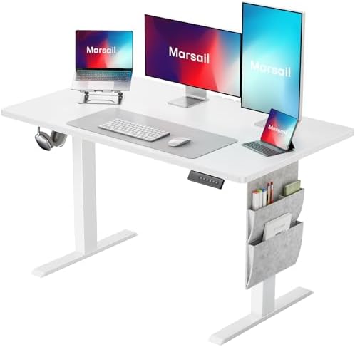 Marsail 48x24 Electric Standing Desk   Adjustable Height Computer Desk with Memory Presets  Storage Bag & Cable Management for Home Office & Gaming Workstations
