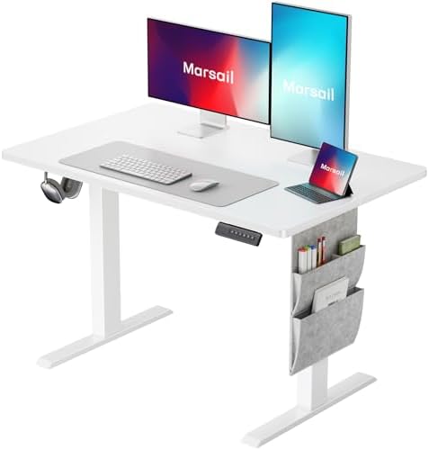 Marsail 55x24 Electric Standing Desk   Adjustable Height Computer Desk with Memory Presets  Storage Bag & Cable Management for Home Office & Gaming Workstations