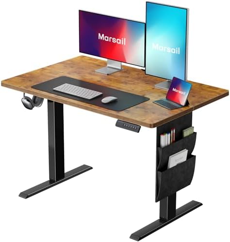 Marsail 55x24 Electric Standing Desk   Adjustable Height Computer Desk with Memory Presets  Storage Bag & Cable Management for Home Office & Gaming Workstations