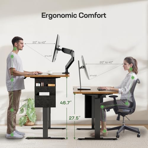 Marsail 55x24 Electric Standing Desk   Adjustable Height Computer Desk with Memory Presets  Storage Bag & Cable Management for Home Office & Gaming Workstations