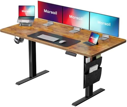 Marsail 55x24 Electric Standing Desk   Adjustable Height Computer Desk with Memory Presets  Storage Bag & Cable Management for Home Office & Gaming Workstations