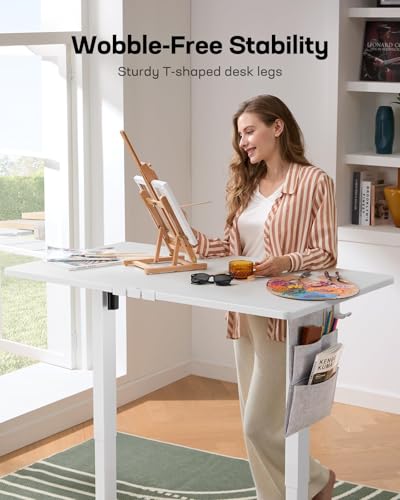 Marsail 55x28 Electric Standing Desk Adjustable Height  Stand up Desk with Storage Bag for Home Office Computer Desk Memory Preset with Headphone Hook