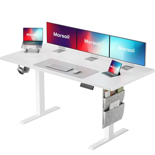 Marsail 63x24 Electric Standing Desk Adjustable Height  Stand up Desk with Storage Bag  for Home Office Computer Desk Memory Preset with Headphone Hook