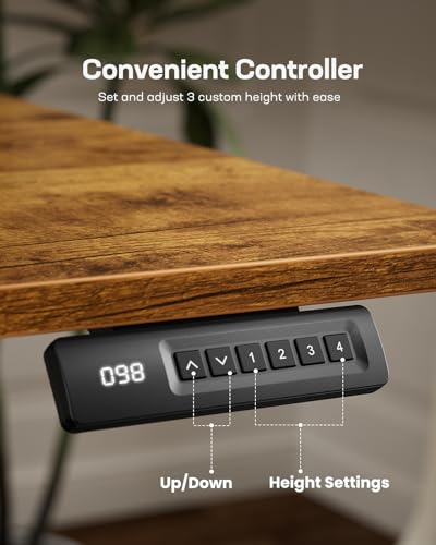 Marsail Electric Standing Desk  Adjustable Height Stand up Home Office Desk Large 55x24 Inch Sit Stand Computer Desk  with 4 Memory Presets  Headphone Hook Cable Organizer  Rustic Brown