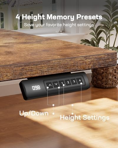 Marsail Electric Standing Desk with Ergonomic Keyboard Tray  48x24 Inch Adjustable Height with 27 5  to 46 7  Height Range  4 Memory Presets  Smooth and Quiet Lifting  Computer Workstation  Rustic