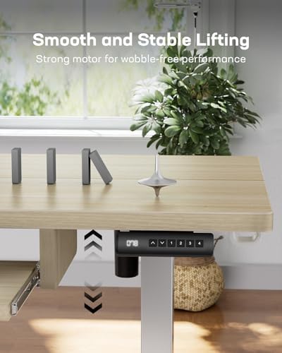 Marsail Electric Standing Desk with Ergonomic Keyboard Tray  48x24 Inch Adjustable Height with 27 5  to 46 7  Height Range  4 Memory Presets  Smooth and Quiet Lifting  Computer Workstation  Rustic