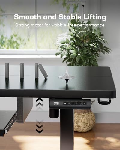 Marsail Electric Standing Desk with Ergonomic Keyboard Tray  48x24 Inch Adjustable Height with 27 5  to 46 7  Height Range  4 Memory Presets  Smooth and Quiet Lifting  Computer Workstation  Rustic